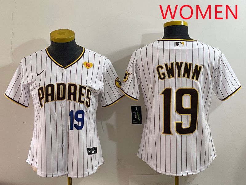 Women San Diego Padres #19 Gwynn White Stripe Game 2025 Nike MLB Jersey style 7